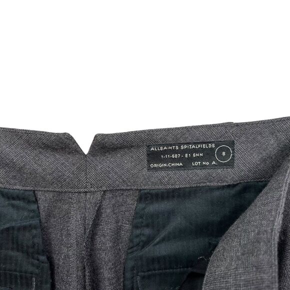All Saints Womens Spitalfields Wool Dress Pants Pleated Slash Pockets Charcoal 8 - Picture 4 of 6